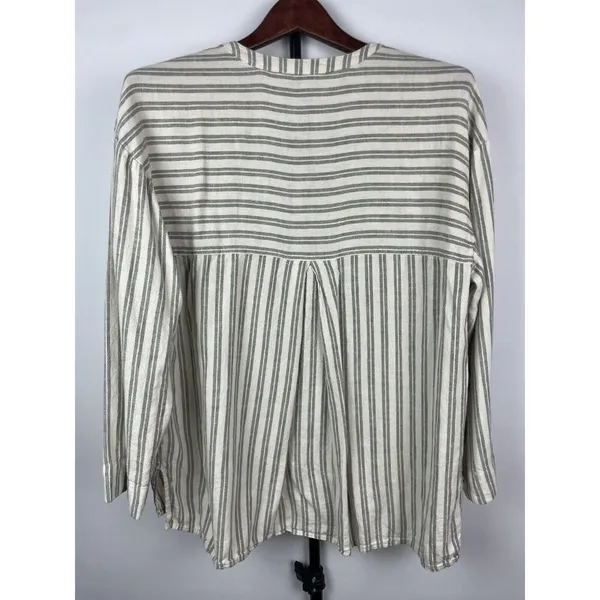 Madewell Lakeline Hester Stripe Linen Blend Popover Hi Low Blouse Size‎ S - Image 6