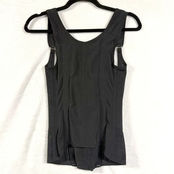 Supportive S Waist Trainer Vest Corset Shaper Black Zipped Slim Boning Goth Moto - Image 5