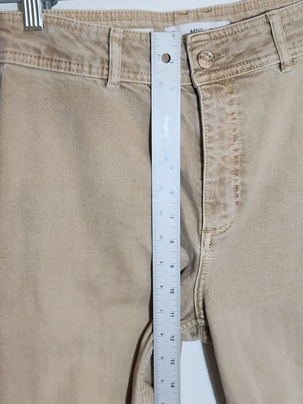 MNG Catherine Distressed Tan Wide Leg Jeans with Cut-Off Hem Size 8 - Image 11