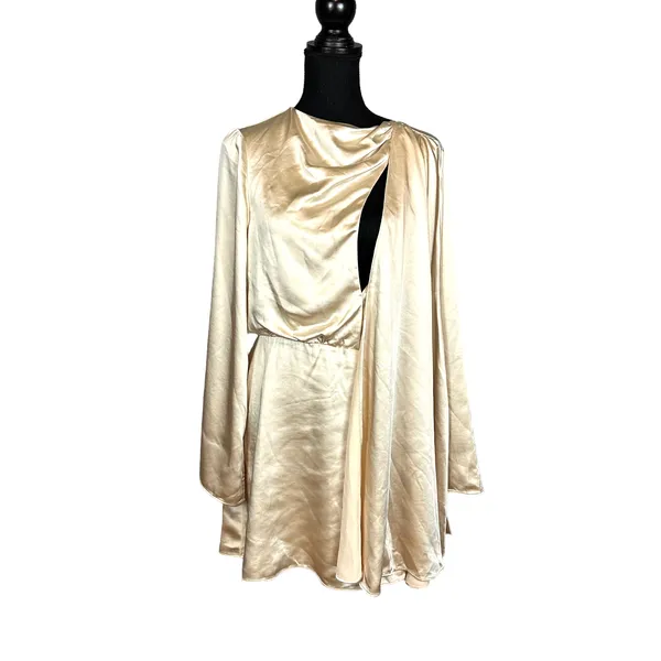 NBD Cream Satin Cocktail Mini Dress LARGE Party Cutout Revolve Designer $208 NEW - Image 4