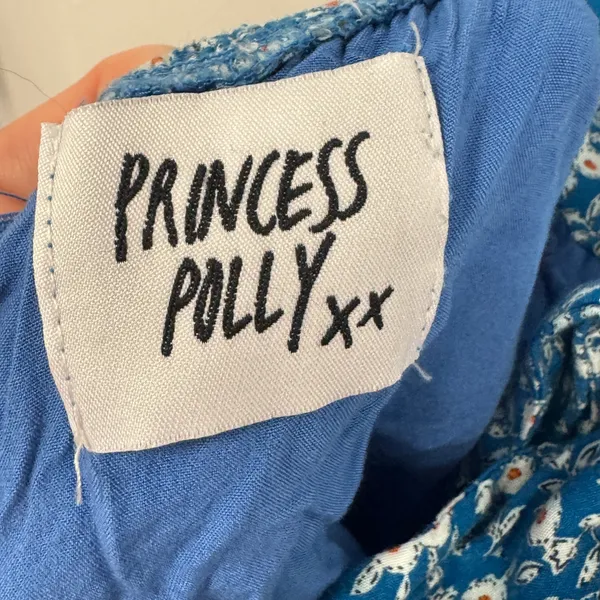 Princess Polly Blue Floral Cutout Back Tie Romper Braided Straps Cottagecore - Image 6