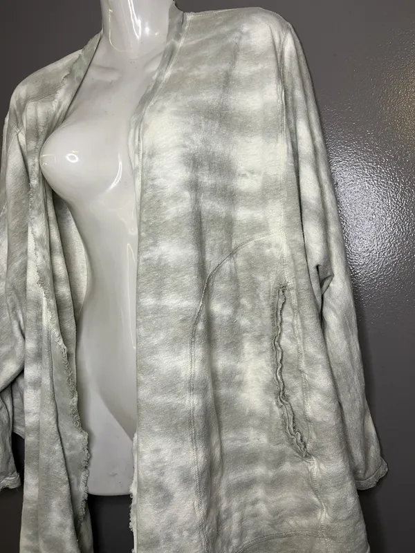 Free People Cardigan Sweater Womens XS Gray Terry Open Front Dolman Pockets Soft - Image 7