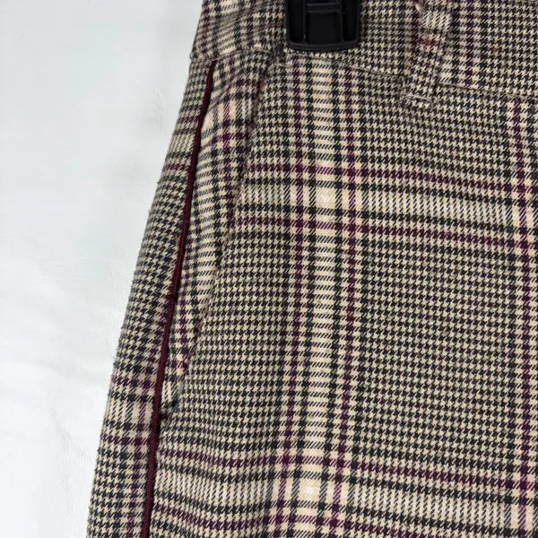 Abercrombie & Fitch Simone High Rise Ankle Flare Plaid Pants Tan Burgundy Size S - Image 11