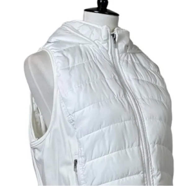 Tangerine Vest White Quilted Puffer Full Zip Hooded Zip Front Women’s Size Large - Image 6