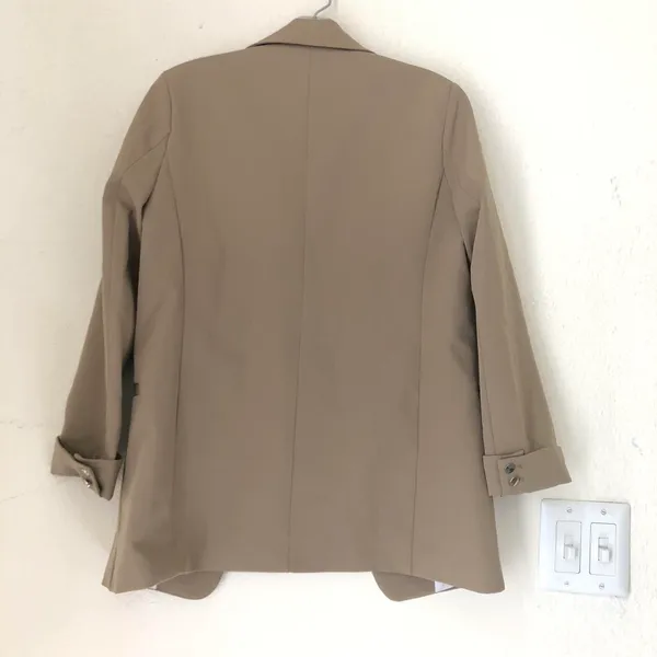 Tan Camel brown long boyfriend fit blazer jacket fully lined Size S - Image 2