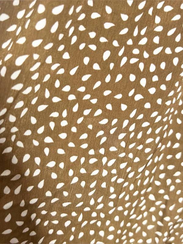 Brown & White Polka Dot Smocked Sleeveless Mini Dress with Ruffle Hem Size Small - Image 6
