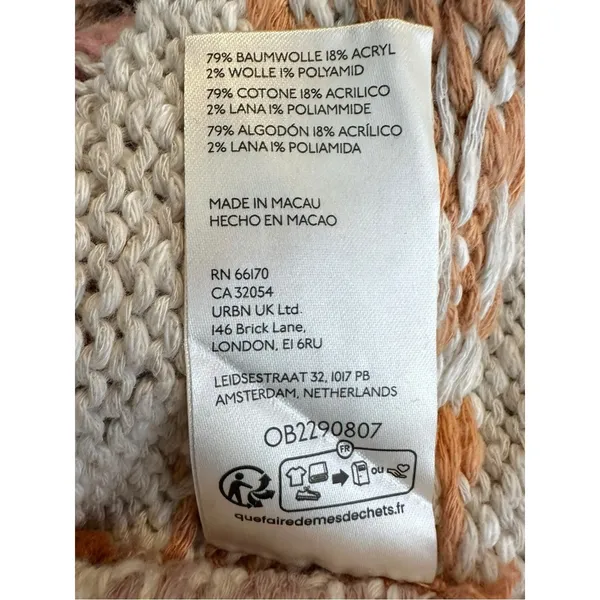 Free People Notes Of Rose Sweater Vest Neutral Combo Small NWT Bohemian Preppy - Image 10