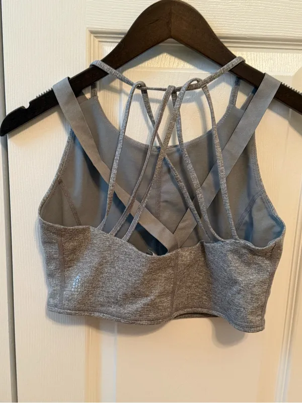 Free People Movement Heather Gray Strappy Sports Bra - Image 3