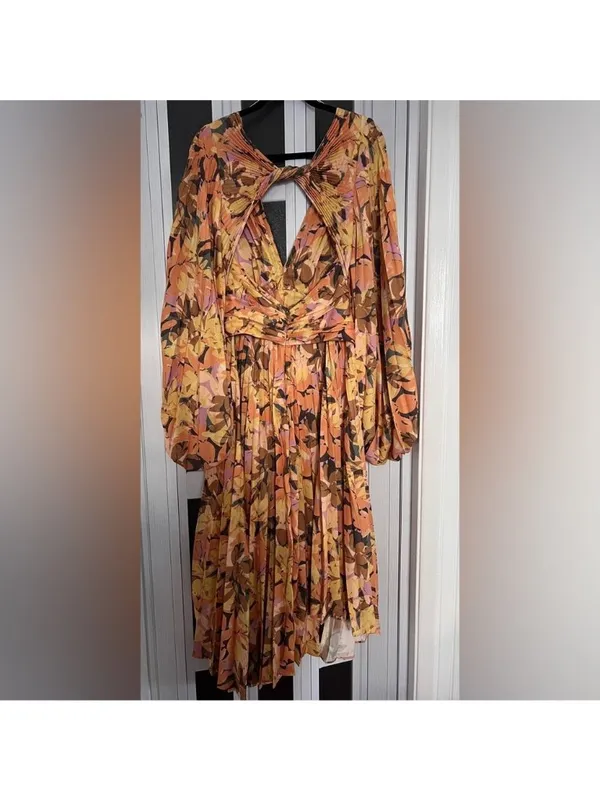 Acler Palms Dress in Kaleidoscope Floral Yellow, US6 - Image 6
