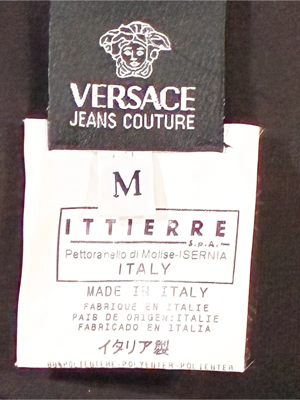 Vintage Versace Jeans Couture Women Black Short Sleeve Blue Rhinestone Medium - Image 3