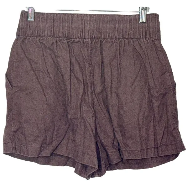 Abercrombie & Fitch Brown Linen Pleated High Rise High Waisted Shorts Size Small - Image 2