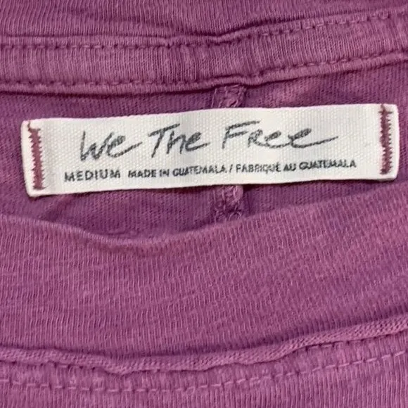 We The Free Long Sleeve Tee Womens Medium Purple Slub Knit Boho Gorpcore - Image 2