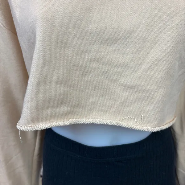 Adika Womens Nude Beige Cropped Raw Hem Long Sleeve Turtleneck Sweatshirt Size S - Image 5