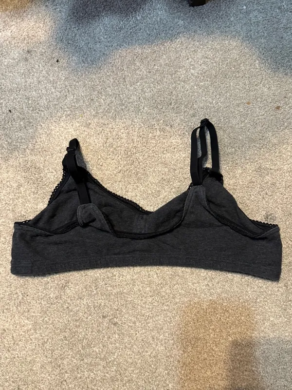 Aerie Charcoal Grey Front Button Detail Cotton Bralette Size L - Image 2
