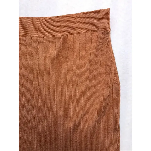 Free People Ribbed‎ Knit Midi Skirt Rust Orange Copper Size Medium Boho Autumn - Image 11