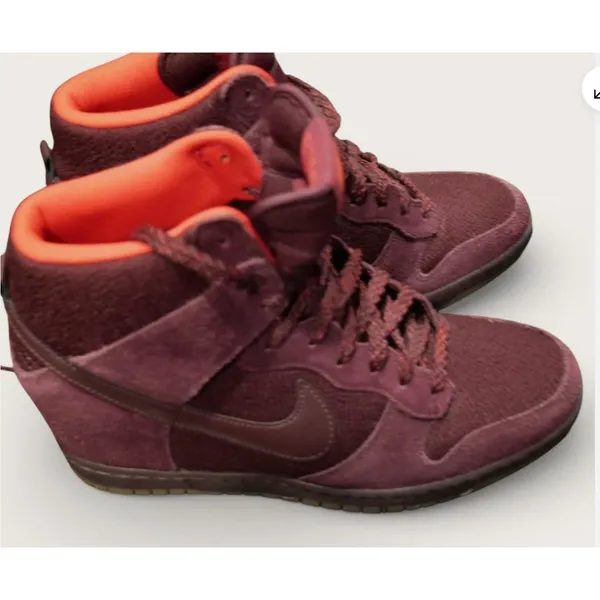 Nike Dunk High Women's Suede Burgundy Wine Orange Lined Sneakers‎ Size 9 - Image 4
