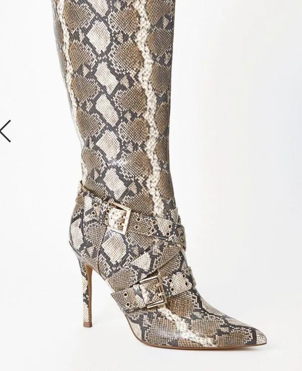 🆕 Snake Print Wide Calf Stiletto Boots - Image 4