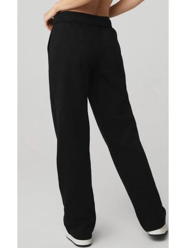 Alo Accolade Straight Leg Sweatpant Black Fleece Sweats Lounge Traveling Joggers - Image 2