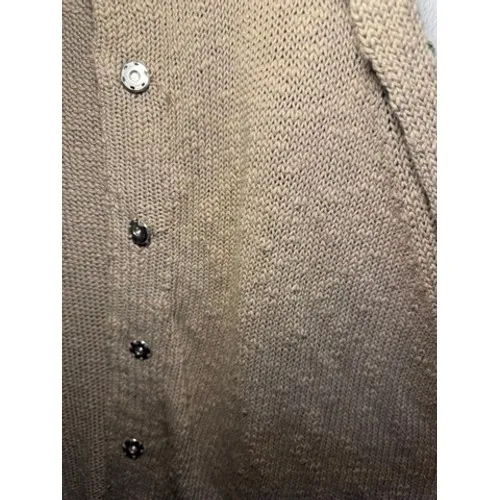 BCBGMAXAZRIA Runway Tan Knit Oversized Long Cardigan Crystal Button‎ Sweater XXS - Image 4