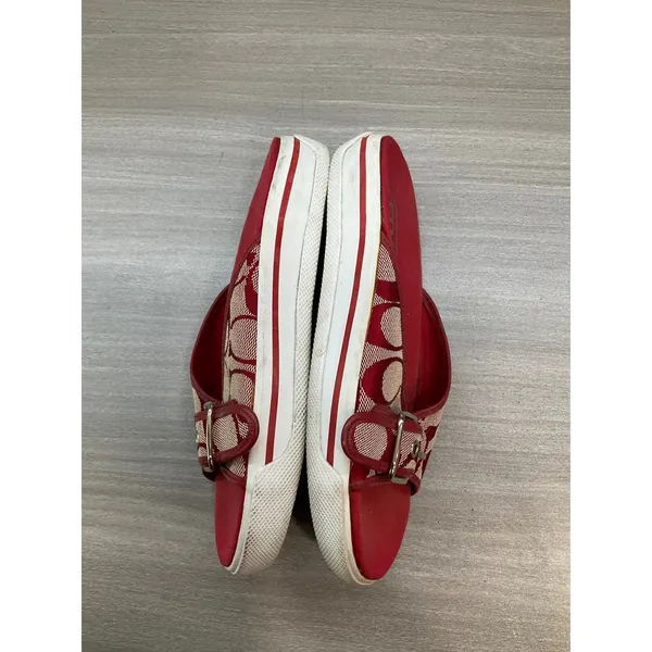 Coach Bonny Signature Red Canvas Slide Sandals - Image 3