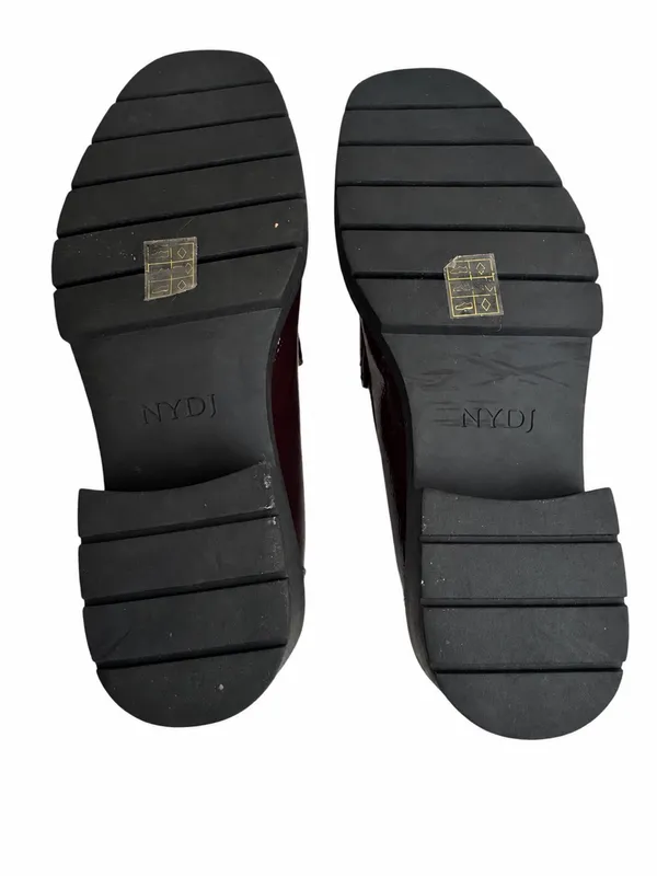 NYDJ Burgundy Patent Leather Chunky Lug Sole Loafers - Image 6