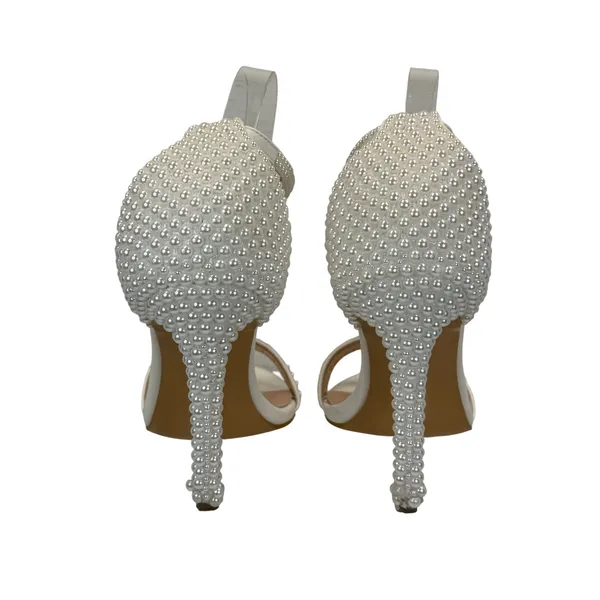 Crystal Queen Pearl Bridal‎ Heels EU 42 US 11 White Ankle Strap Wedding Sandals - Image 7