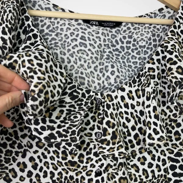 ZARA Leopard Print Peplum Ruffle Blouse - Image 8