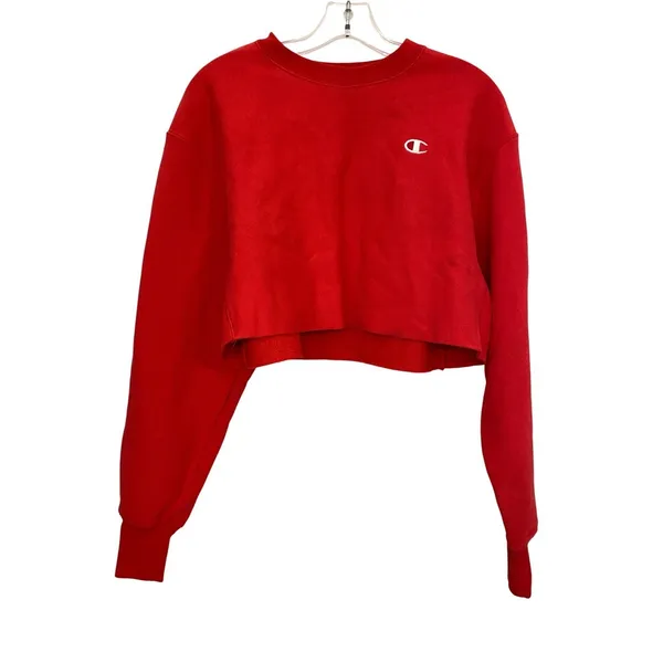 Champion Reverse Weave Red Cropped Sweatshirt‎ WL827 Small - Image 3