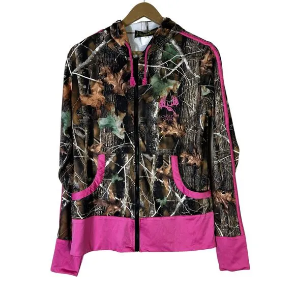 Prairie Buck Long Leaf Camo Jacket Size L Brown‎ Pink Full Zip Hunting Cabincore - Image 2