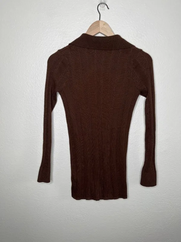Anthropologie Daily Practice Brown Ribbed Knit Flare 2 piece Set XS/S - Image 11