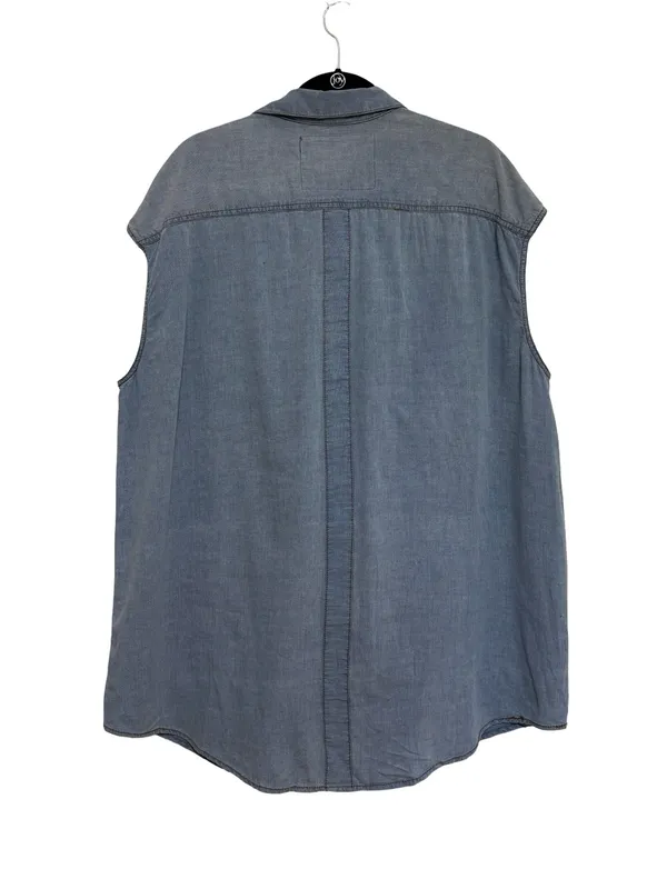 Free People NEW We The Free Chambray Denim Button Front Loose Mini Shirt Dress - Size L - Image 2