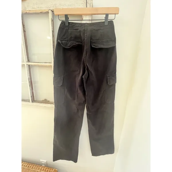 Zara TRF Straight Black Cargo Pants Women's Size 0 Y2K Revival Utility‎ Fashion - Image 4