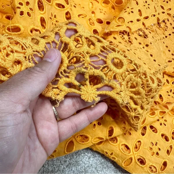 BHLDN x Free People Robinne Crochet Lace Maxi Dress Boho Yellow Orange Size M - Image 14