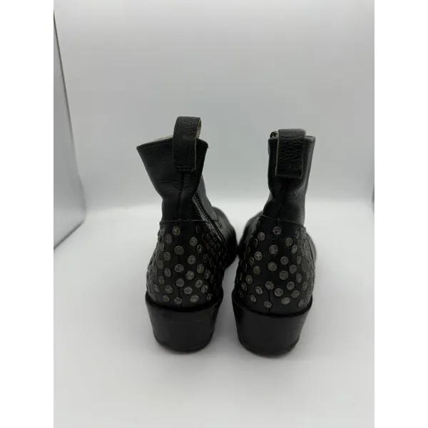 Mr. Wolf Studded Leather Ankle Boots Womens 7.5 Black Cowboy Festival Travel - Image 4