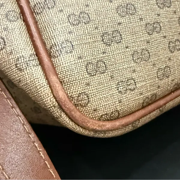 Vintage GUCCI Micro GG Supreme PVC Canvas Brown Leather Trim Shoulder Bag - Image 14