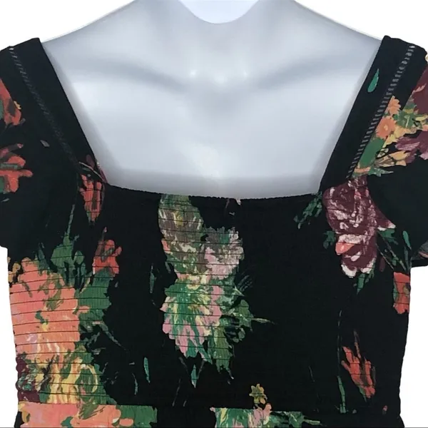 Band of Gypsies Floral Smocked Mini Dress S Western Romance Festival Boho - Image 5