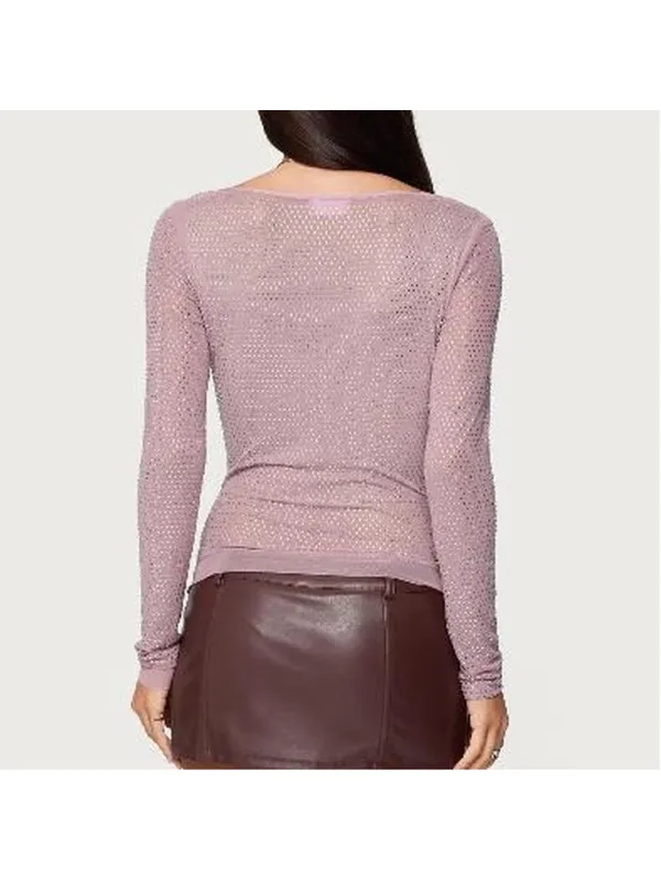 Edikted Marena Rhinestone Cowl Neck Top medium - Image 5