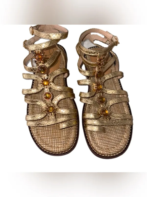 Sam Edelman Tianna Gladiator Sandal Gold Size 7.5 New Without Box - Image 7