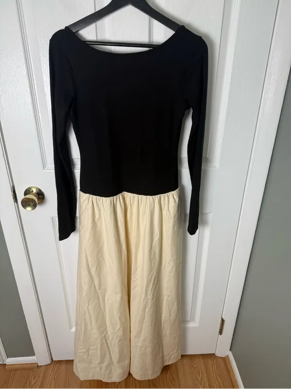 Reformation Abel Knit Dress in Black & Sugar S - Image 2