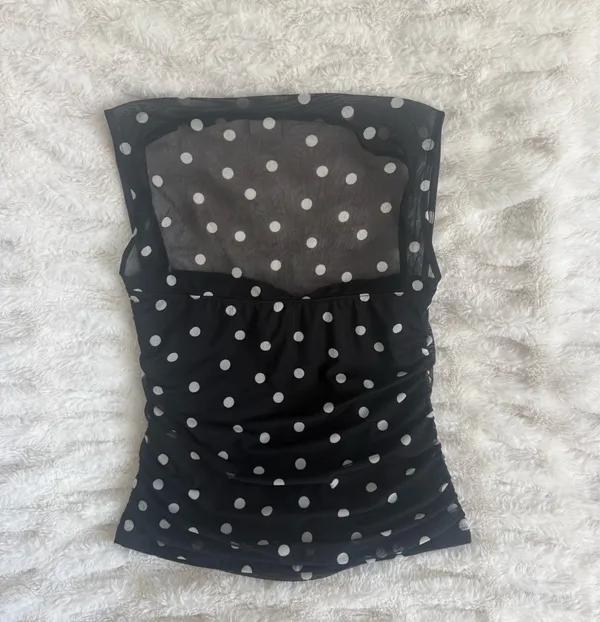 Abercrombie & Fitch Black Polka Dot Mesh Camisole - Image 4