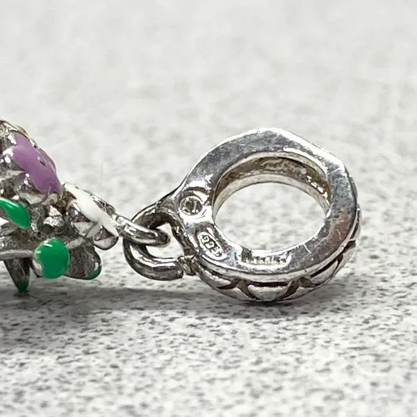 Silver Tone Enamel Crystal Flower Pot Charm Spring Garden Jewelry Making Gift - Image 6