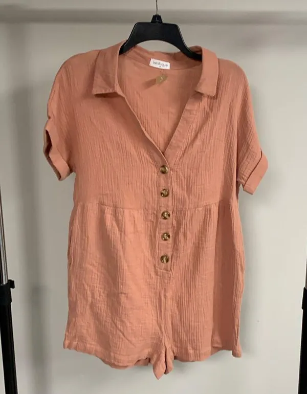 Vestique 100% Cotton Orange/Rust Romper Size M - Image 3