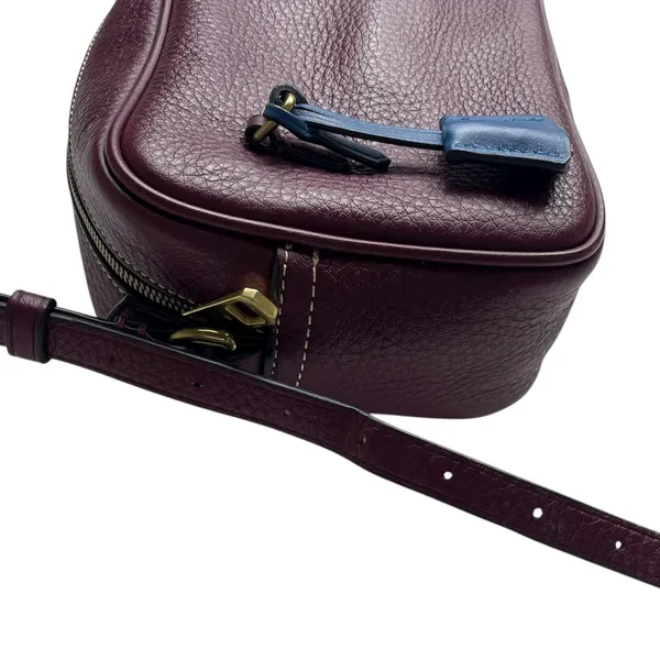 J. Crew Signet Pebble Leather Crossbody Camera Bag Burgundy Red - Image 16