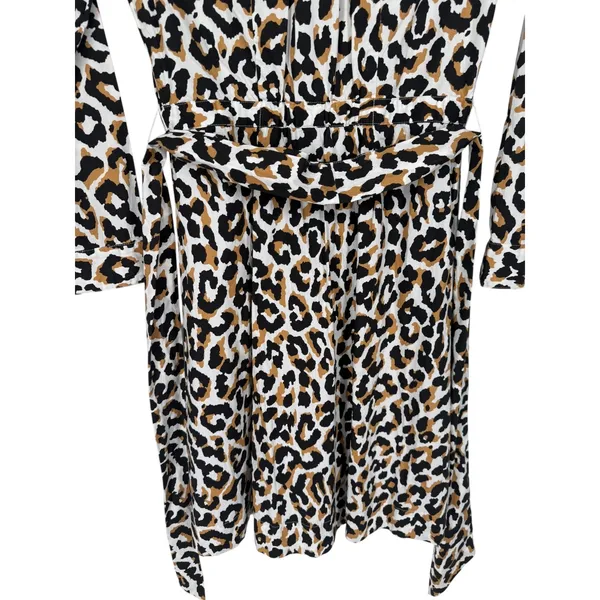 NWT J.Crew Womens Leopard Print Tie Waist‎ Cotton Shirt Dress Long Sleeve Size 0 - Image 10