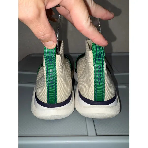 Tory Sport Bubble Sock Sneakers Cream Green Navy Knit Slip On Trainers - Image 8