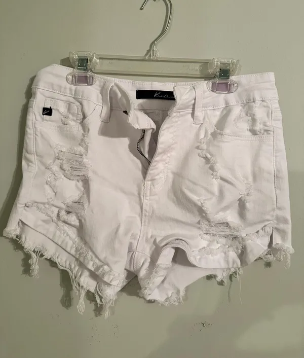 White Ripped Jean Shorts - Image 2