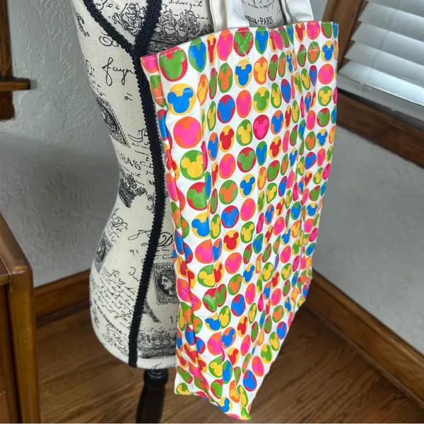 Disney Mickey Mouse Multicolor Rainbow Canvas Tote Bag - Image 2