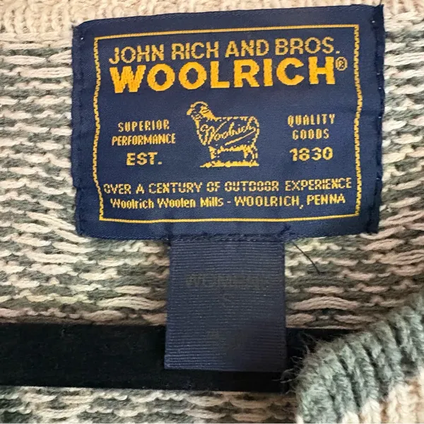 Woolrich Tree Heart Print Sweater S‎ Ramie Cotton Button Cardigan Outdoorsy - Image 5