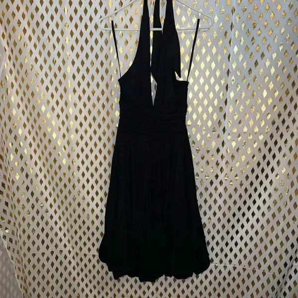Black CACHE goth stretch halter neck bubble dress size 2 - Image 8