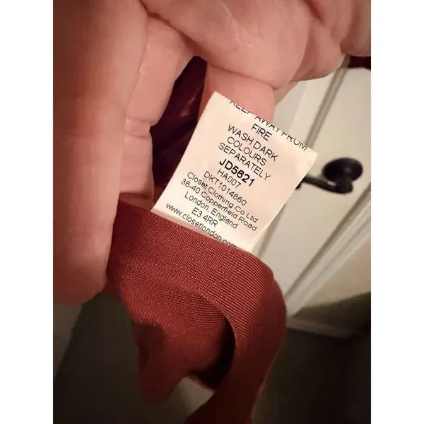Closet London Rust Velvet Midi Dress‎ Long Sleeve Faux Wrap Size 8 - Image 5